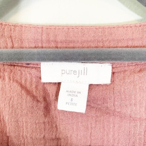 J. Jill purejill ombre tie dye gauzy long sleeve flowy button front top - Picture 3 of 8